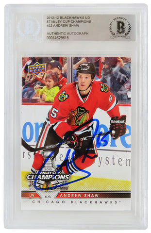 Andrew Shaw autographed 2012-13 Upper Deck SC Champs Hockey Card #22 - (Beckett)