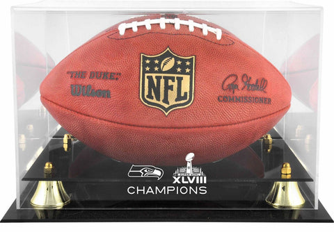 Seattle Seahawks Super Bowl XLVIII Champs Golden Classic Football Display Case