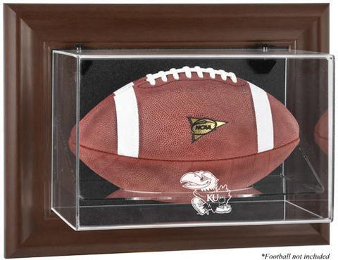 Kansas Jayhawks Brown Framed Wall-Mountable Football Display Case
