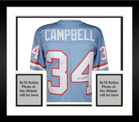 FRMD Earl Campbell Houston Oilers Signd Mitchell&Ness Light Rep Jersey w/"HOF"