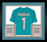 Framed Tua Tagovailoa Miami Dolphins Signed Aqua Nike Limited Jersey w/Uce! Insc