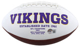 Vikings T.J. Hockenson Authentic Signed White Panel Logo Football BAS Witnessed