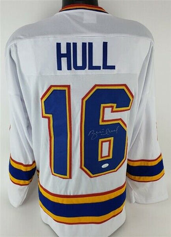 Brett Hull Signed St Louis Blues White Home Jersey (JSA COA) Hall of Fame 2009