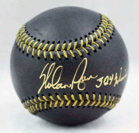 Nolan Ryan Autographed Rawlings OML Black Baseball W/ 324 Wins- AIV Hologram