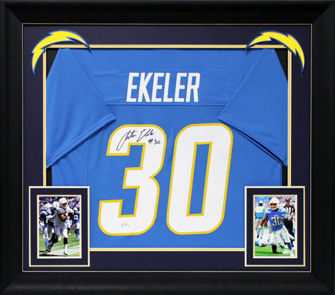 Austin Ekeler Authentic Signed Powder Blue Pro Style Framed Jersey PSA/DNA Itp