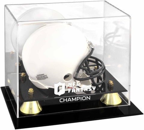 Fantasy Football Champion Golden Classic Team Logo Mini Helmet Display Case