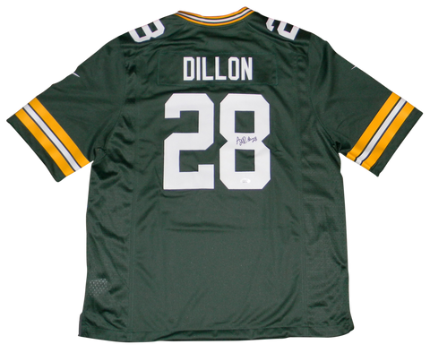 AJ DILLON SIGNED AUTOGRAPHED GREEN BAY PACKERS #28 NIKE GAME JERSEY JSA