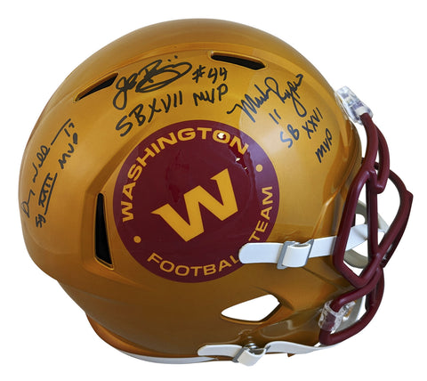 WFT SB MVPs Williams, Rypien & Riggins Signed Flash F/S Speed Rep Helmet BAS Wit