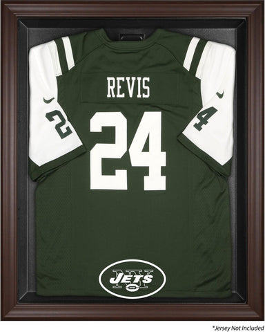 New York Jets Brown Framed Logo Jersey Display Case Authentic