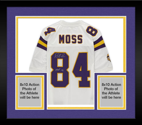 FRMD Randy Moss Minnesota Vikings Signed Mitchell & Ness Jersey w/"H of 18"