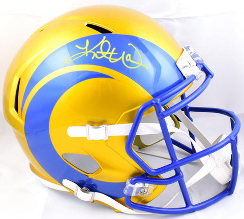 Kurt Warner Autographed Rams F/S Flash Speed Helmet-Beckett W Hologram *Yellow