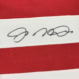 FRAMED Autographed/Signed JOE MONTANA 33x42 San Francisco Red Jersey JSA COA