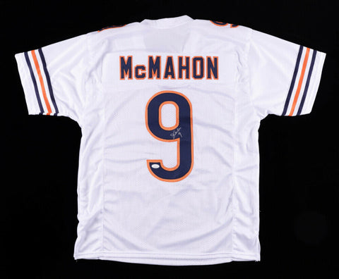 Jim McMahon Signed Chicago Bears White Home Jersey (JSA COA) Super Bowl XX Q.B.