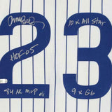 Framed Ryan Sandberg Cubs Signed White M&N Authentic 1987 Jersey & Inscs - 6/6
