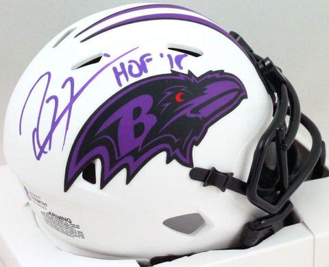 Ray Lewis Signed Baltimore Ravens Lunar Mini Helmet w/ HOF- Beckett W *Purple