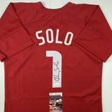 Autographed/Signed HOPE SOLO Red Team USA Soccer USWNT Jersey JSA COA Auto