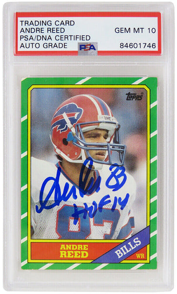 Andre Reed Autographed Bills 1986 Topps Rookie Card #388 w/HOF'14 (PSA/ Auto 10)
