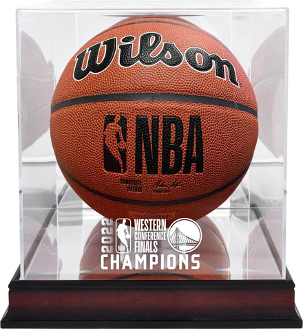 Warriors 2022 Western Conference Finals Champs Mahogany Basketball Display Case