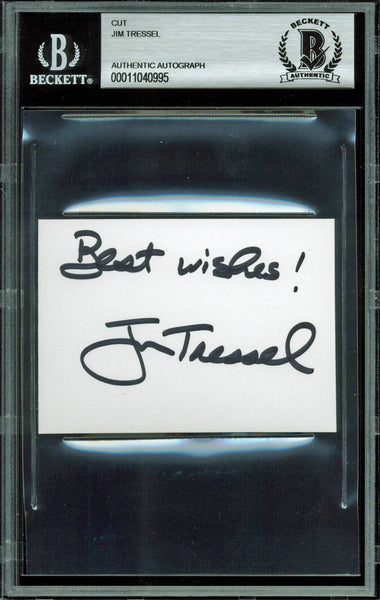 Ohio State Jim Tressel "Best Wishes" Signed 2.5x3.5 Cut Signature BAS Slabbed
