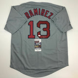 Autographed/Signed HANLEY RAMIREZ Boston Grey Baseball Jersey JSA COA Auto