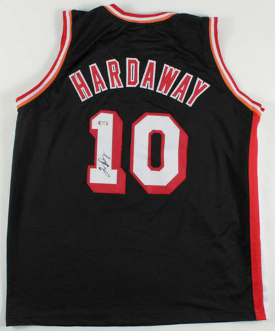 Tim Hardaway Sr Signed Miami Heat Black Jersey (PSA COA) 1989 #14 Overall Pick