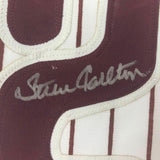 FRAMED Autographed/Signed STEVE CARLTON 33x42 Pinstripe Baseball Jersey JSA COA