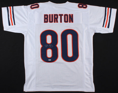 Trey Burton Signed Chicago Bears White Jersey (Beckett) Super Bowl champion LII