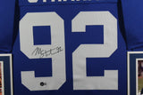 MICHAEL STRAHAN (Giants blue SKYLINE) Signed Autographed Framed Jersey Beckett