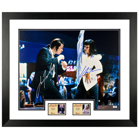 Uma Thurman and John Travolta Autographed Pulp Fiction 16x20 Framed Dance Photo