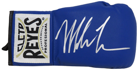 Mike Tyson Signed Cleto Reyes Blue Boxing Glove - SCHWARTZ COA