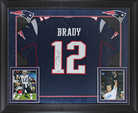 Patriots Tom Brady Authentic Signed Navy Blue Nike Framed Jersey Fanatics COA