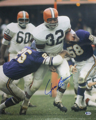 Jim Brown Autographed/Signed Cleveland Browns 16x20 Photo HOF BAS 29035