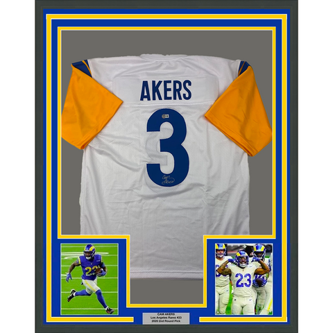 Framed Autographed/Signed Cam Akers 33x42 Los Angeles LA Jersey Beckett BAS COA