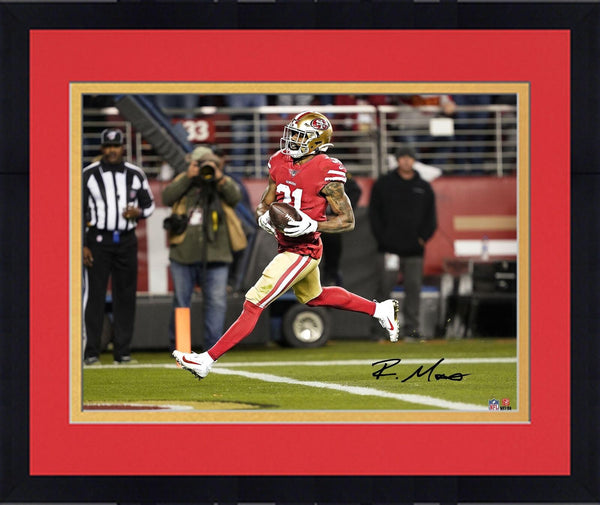 FRMD Raheem Mostert San Francisco 49ers Signed 16x20 Red Touchdown Photograph