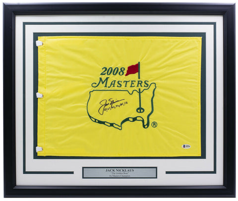 Jack Nicklaus Signed Framed 2008 Masters Golf Flag Years Insc BAS LOA A05596