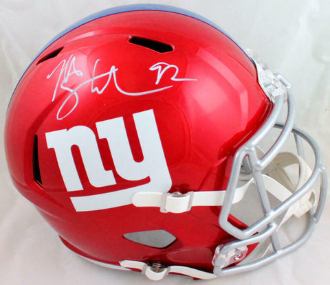 Michael Strahan Autographed NY Giants F/S Flash Speed Helmet-Beckett W Hologram