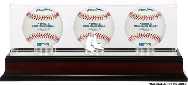 Boston Red Sox Mahogany Logo Three Baseball Display Case - Fanatics