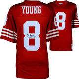 Steve Young SF 49ers Autographed Red Mitchell & Ness Replilca Jersey - Fanatics