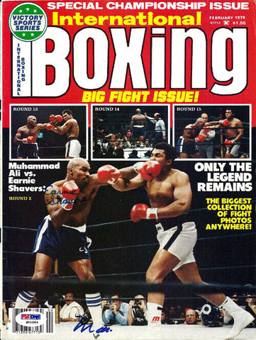 Muhammad Ali & Ernie Shavers Authentic Autographed Magazine Cover PSA S01564