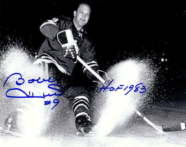 BOBBY HULL Signed Blackhawks B&W Ice Splash 8x10 Photo w/HOF 1983 - SCHWARTZ
