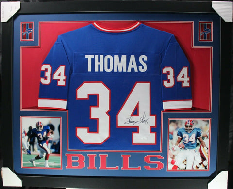 THURMAN THOMAS (Bills blue SKYLINE) Signed Autographed Framed Jersey JSA