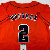 Autographed/Signed Alex Bregman Houston Orange Baseball Jersey Beckett BAS COA