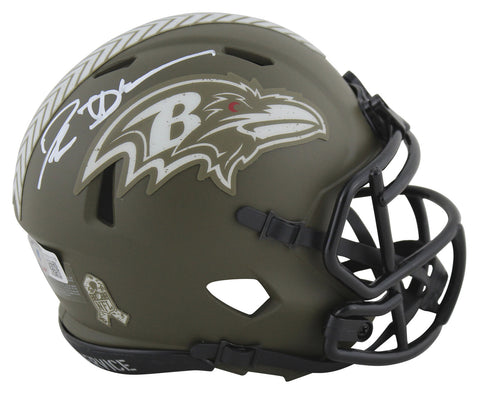 Ravens Deion Sanders Signed Salute To Service Speed Mini Helmet BAS Witnessed