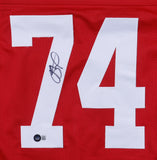 Joe Staley Signed 49ers Jersey (Beckett Holo) San Francisco 6xPro Bowl O-Lineman