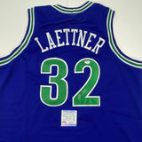 Autographed/Signed Christian Laettner Minnesota Blue Basketball Jersey PSA COA