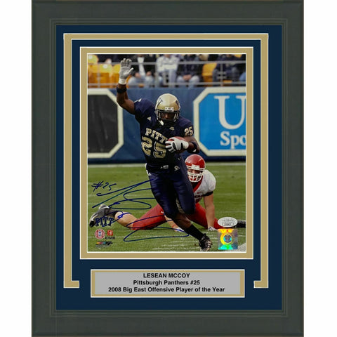 FRAMED Autographed/Signed LESEAN MCCOY Pittsburgh Panthers 8x10 Photo JSA COA