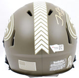 Jerry Rice Autographed 49ers Salute to Service Speed Mini Helmet- Fanatics *Gold