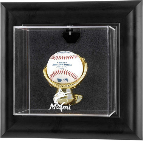 Miami Marlins Black Framed Wall-Mounted 2019 Logo Baseball Display Case