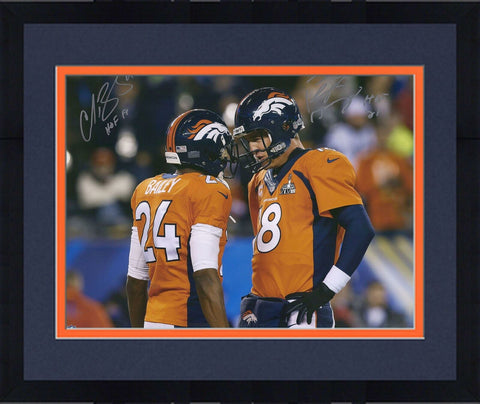 Frmd Peyton Manning & Champ Bailey Broncos Signed 16" x 20" Photo & HoF Inscs
