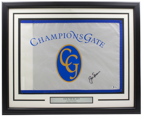 Jack Nicklaus Signed Framed Champions Gate Golf Flag BAS LOA